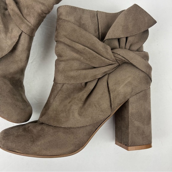 Not Rated tan suede ankle boots with tie side detailing-woman’s 7.5 - Picture 3 of 16